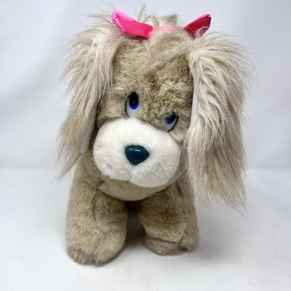Nanco Tan Plush Puppy Dog "Kistie" 12" Vintage 1987 Pink Bow Original Tag‎ - Picture 1 of 7